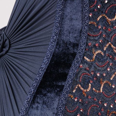 Lampshade Victorian Rectangle 40 cm - Blue - Fabric