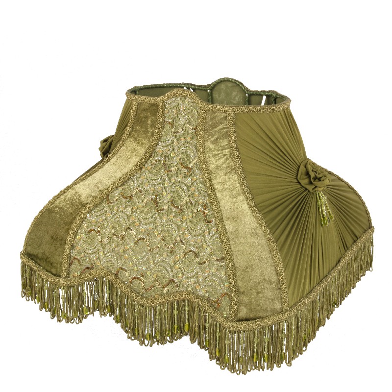 Lampshade Victorian Rectangle 40 cm - Green - Fabric