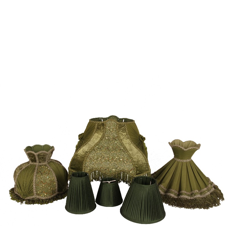 Lampshade Victorian Rectangle 40 cm - Green - Fabric