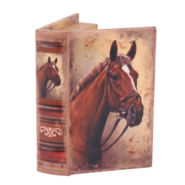 Boekendoos 15 cm Paard bruin