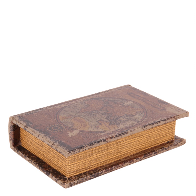 Opbergboek Wereldkaart 15 cm - Bruin