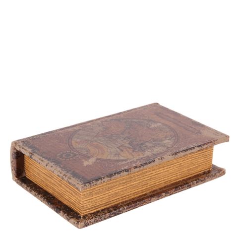Opbergboek Wereldkaart 15 cm - Bruin