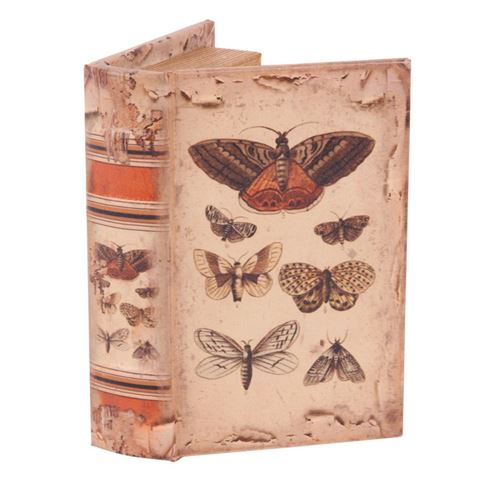 Book Storage Box Butterflies 15 cm - Beige