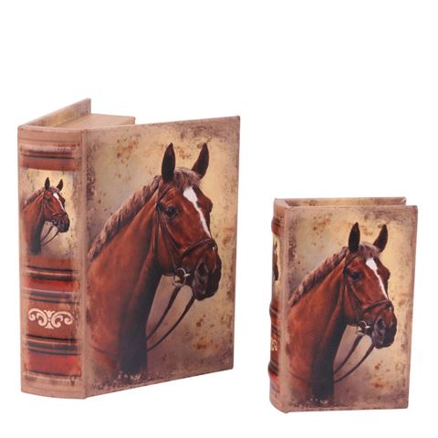 Book Storage Box Horse 20 cm - Brown