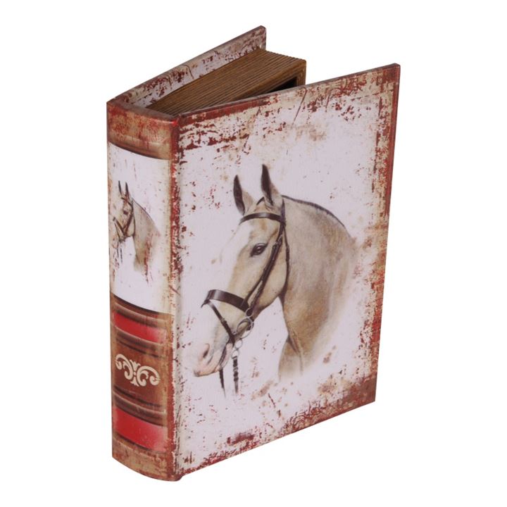Boekendoos 20 cm Paard wit