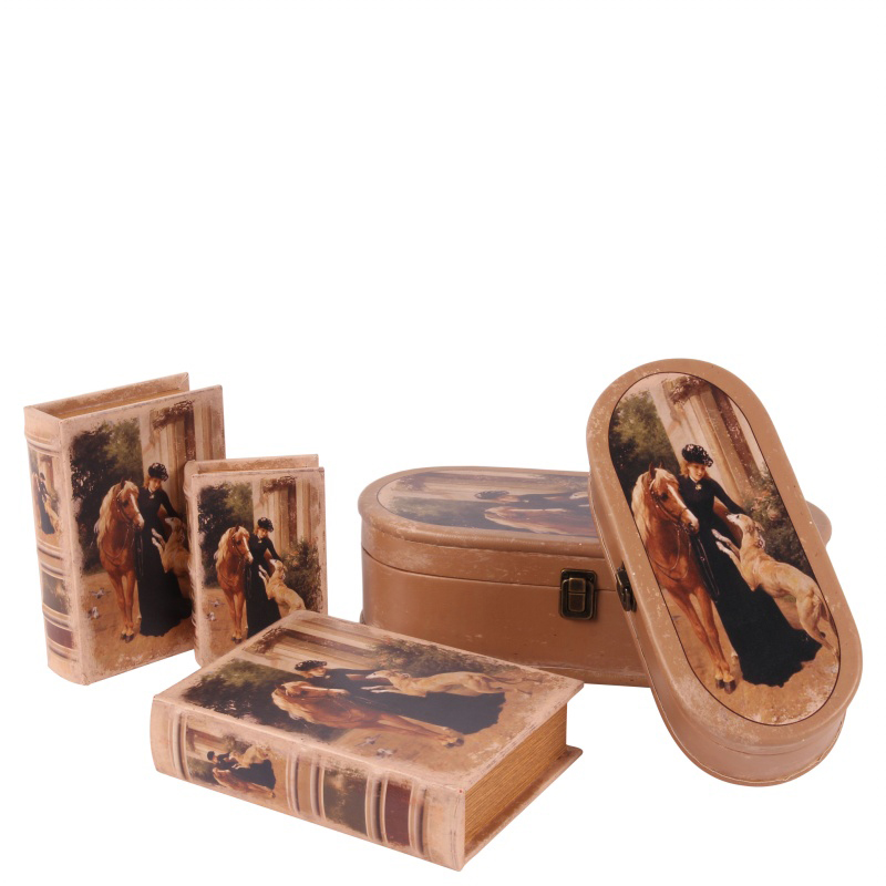 Boîte 35x15 cm Lady avec cheval