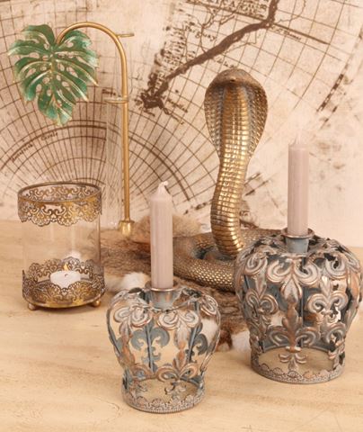 Windlicht 15,5 cm - Goud - Ijzer / Glas