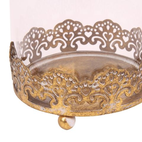 Windlicht 15,5 cm - Goud - Ijzer / Glas