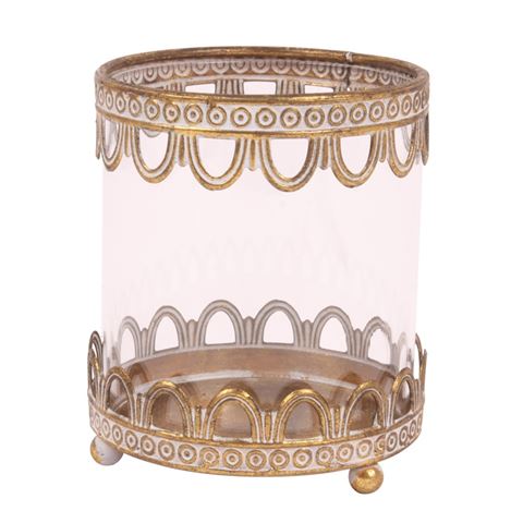 Windlicht 13,5 cm - Goud - Ijzer / Glas