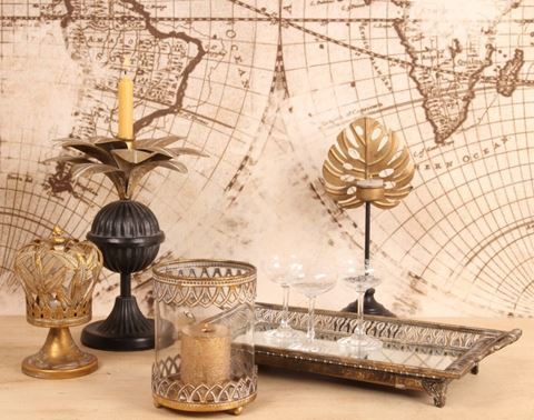 Windlicht 13,5 cm - Goud - Ijzer / Glas