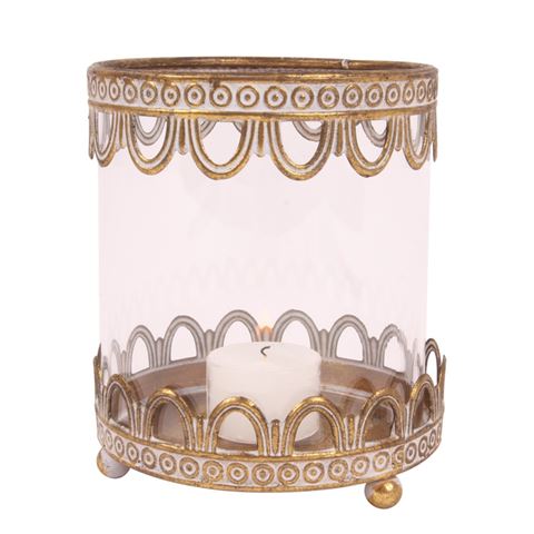 Windlicht 13,5 cm - Goud - Ijzer / Glas