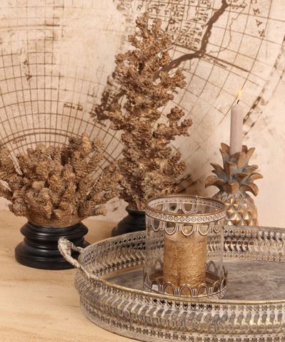 Windlicht 13,5 cm - Goud - Ijzer / Glas