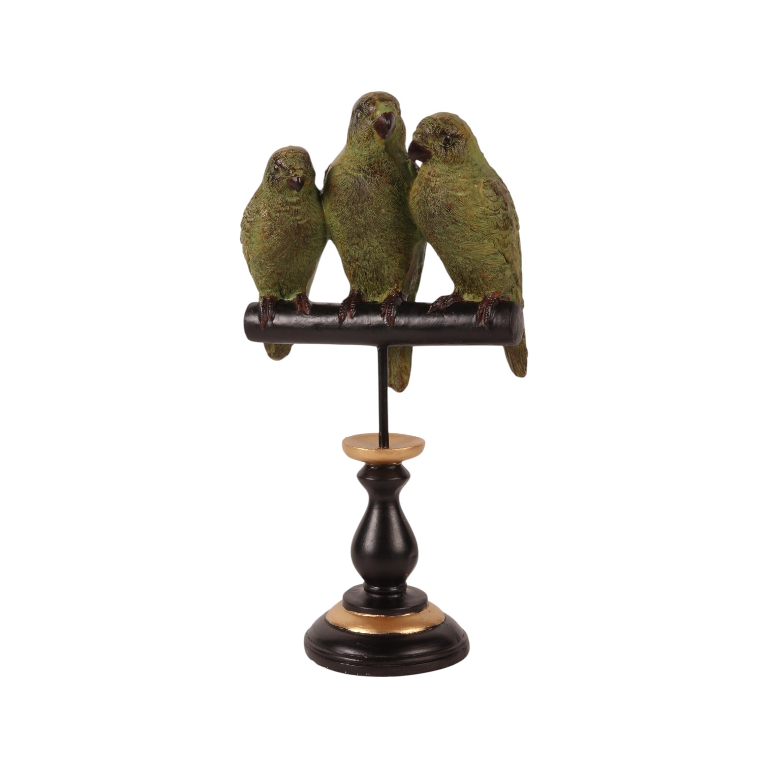 Papegaaien op voetstukresin 33 cm.