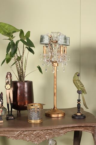 Parrots on Base 33 cm - Green - Resin