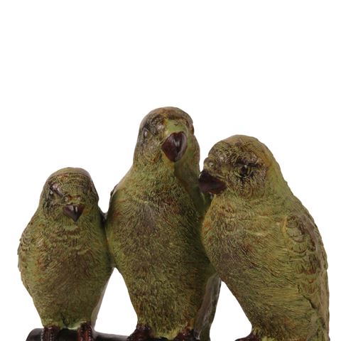Parrots on Base 33 cm - Green - Resin