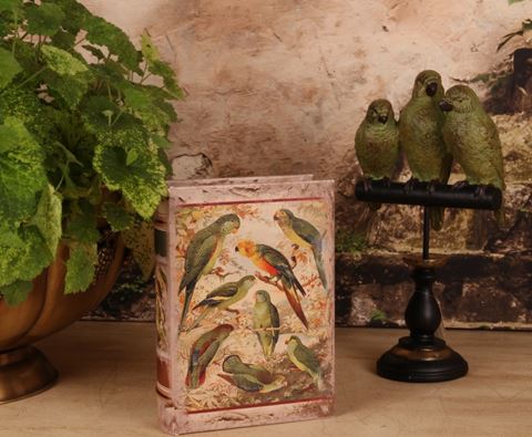 Parrots on Base 33 cm - Green - Resin