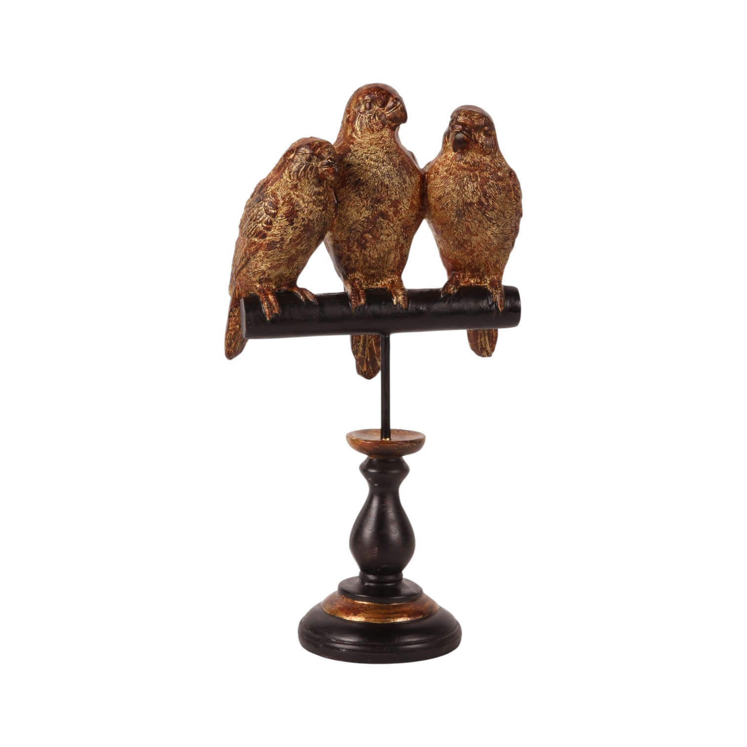 Papegaaien op voetstukresin 33 cm.