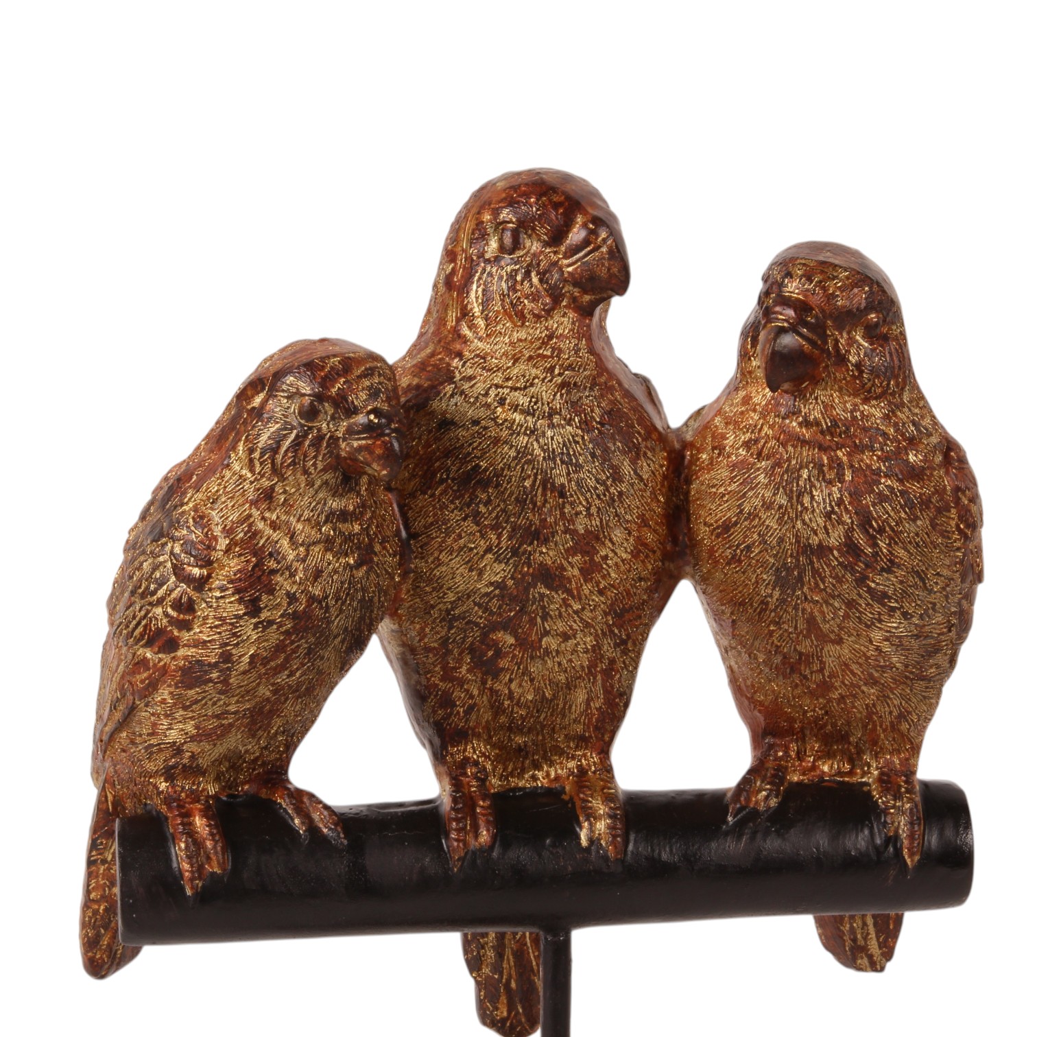 Papegaaien op voetstukresin 33 cm.