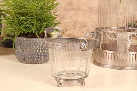 Tealight Holder 13 cm - Silver - Brass / Glass