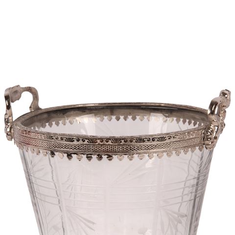 Tealight Holder 13 cm - Silver - Brass / Glass