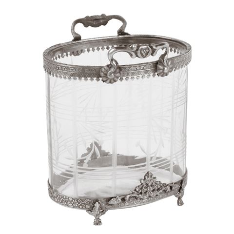 Waxinelichthouder 19 cm - Zilver - Messing / Glas