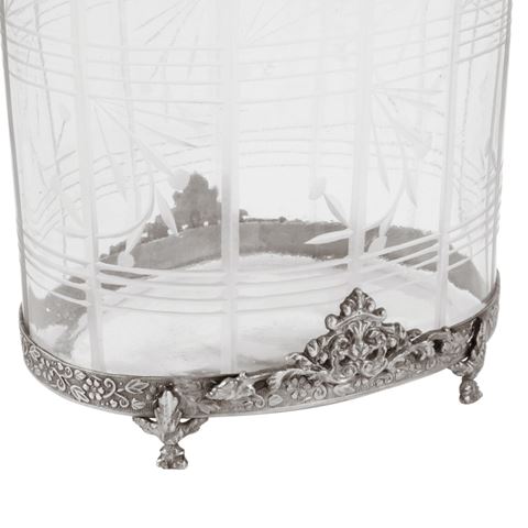 Waxinelichthouder 19 cm - Zilver - Messing / Glas