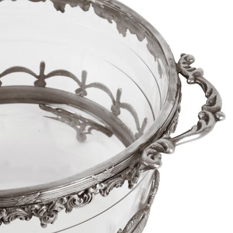 Waxinelichthouder 14 cm - Zilver - Messing / Glas