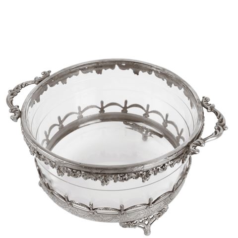 Waxinelichthouder 14 cm - Zilver - Messing / Glas