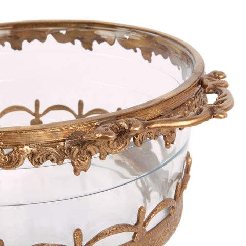 Waxinelichthouder 14 cm - Goud - Messing / Glas