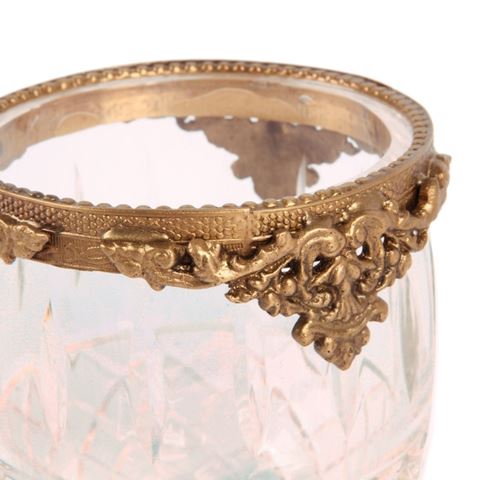 Waxinelichthouder 10 cm - Goud - Messing / Glas