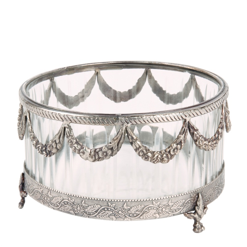 Tealight Holder 10 cm - Silver - Brass / Glass