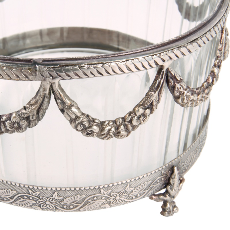 Tealight Holder 10 cm - Silver - Brass / Glass