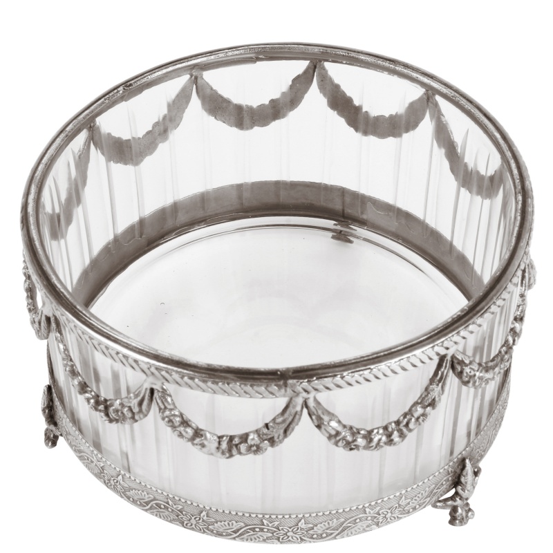 Tealight Holder 10 cm - Silver - Brass / Glass