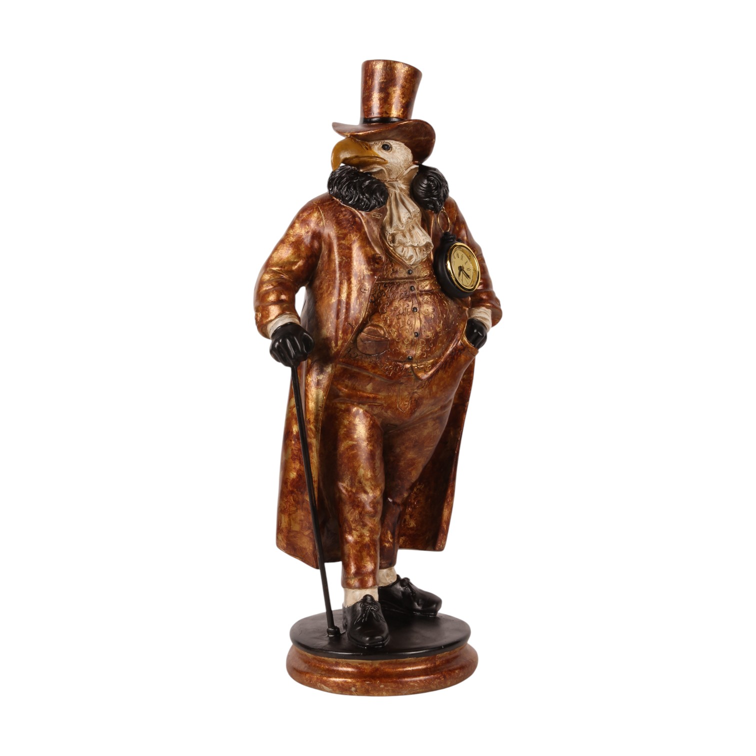 Pinguin met Klok 25 cm - Goud - Resin