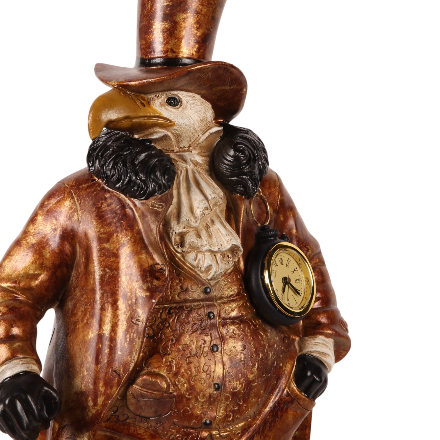 Pinguin met Klok 25 cm - Goud - Resin