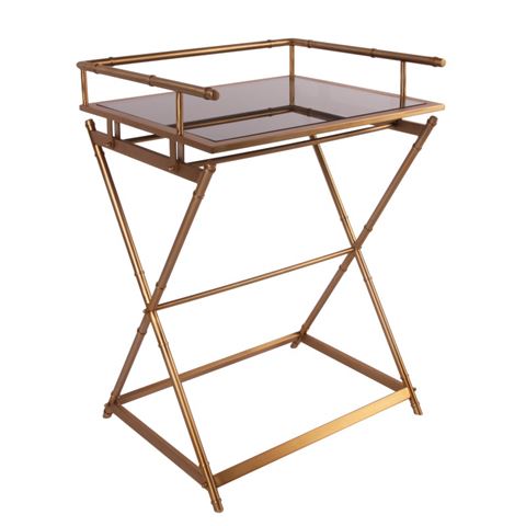 Table Butler 85 cm - Or - Verre & Acier