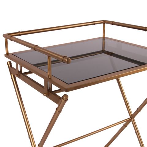 Table Butler 85 cm - Or - Verre & Acier