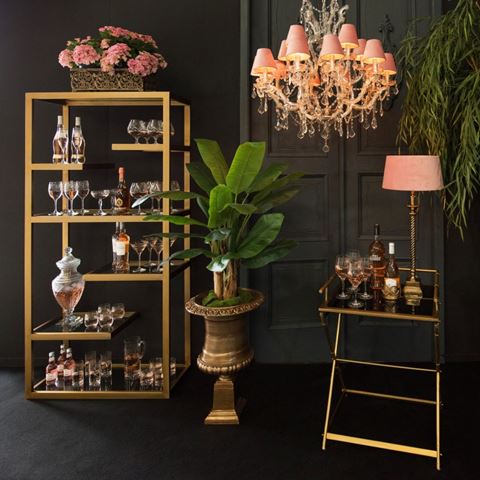 Table Butler 85 cm - Or - Verre & Acier