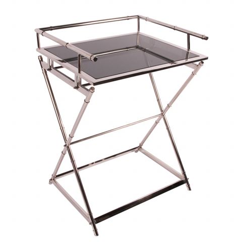 Serveertafel 85 cm - Zilver - Glas & Staal