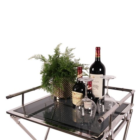 Serveertafel 85 cm - Zilver - Glas & Staal