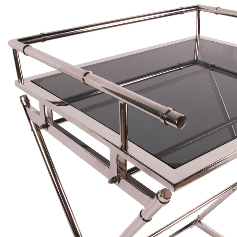 Serveertafel 85 cm - Zilver - Glas & Staal