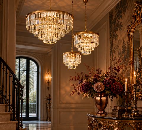 Kroonluchter Hilton 81 cm - Goud - Glas