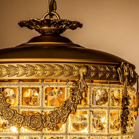 Kroonluchter Empire 48 cm - Goud - IJzer & Glas