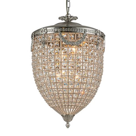 Chandelier Empire 65 cm - Silver - Iron & Glass