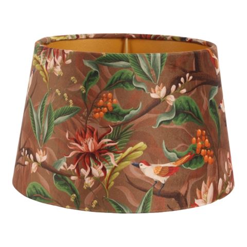 Lampenkap 25 cm - Botanische Print - Bruin - Stof
