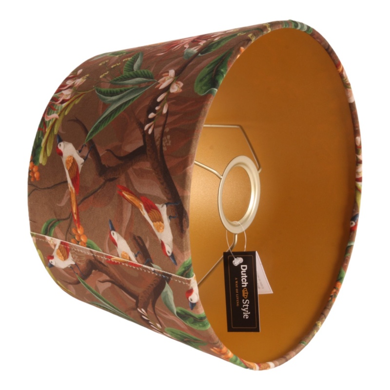 Lampenkap 25 cm - Botanische Print - Bruin - Stof
