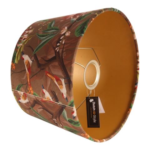 Lampenkap 25 cm - Botanische Print - Bruin - Stof