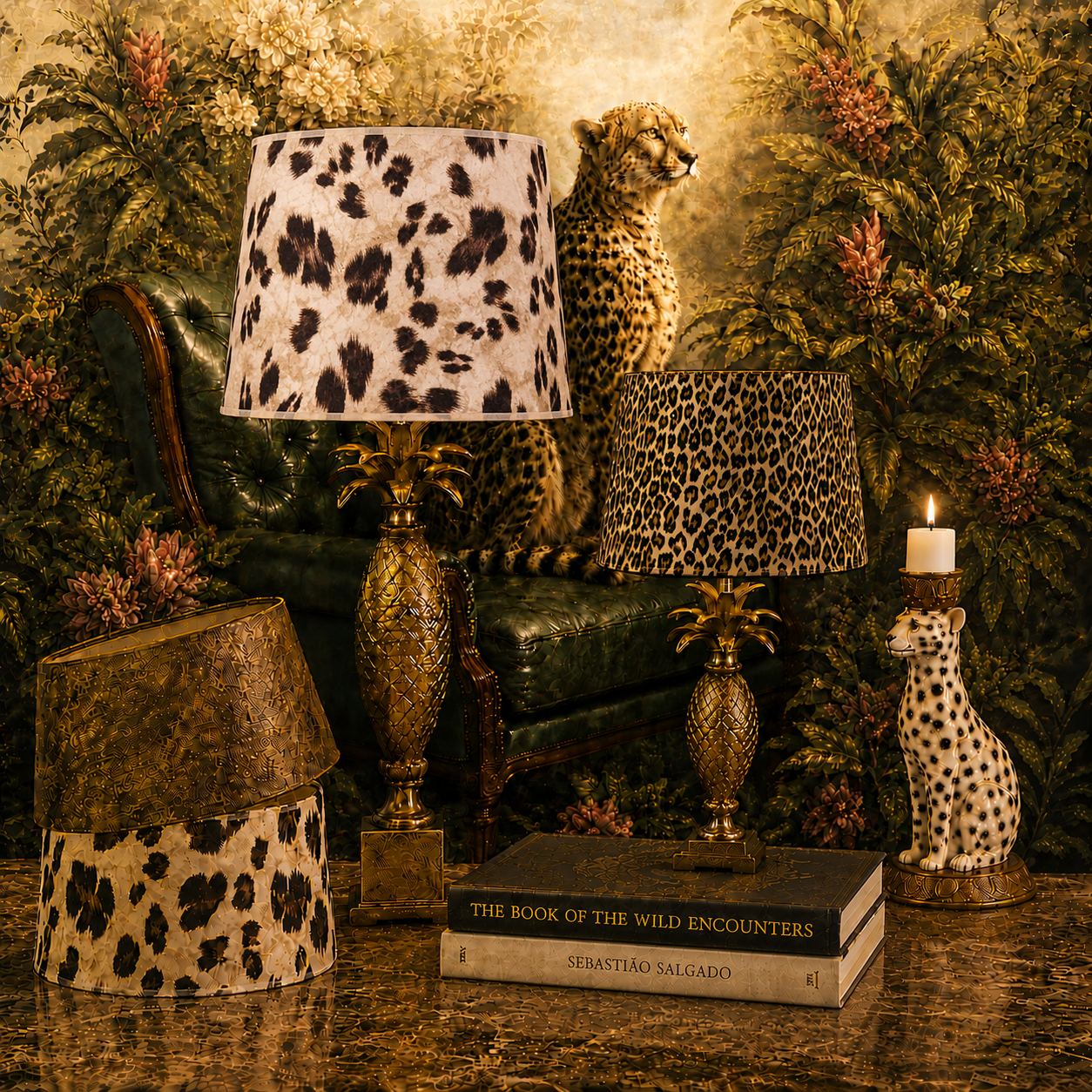 Lampenkap 25 cm - Luipaardprint - Beige - Stof