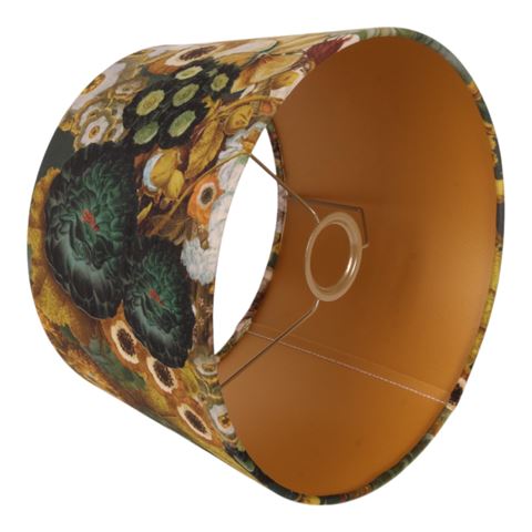 Lampshade 30 cm - Floral Print - Gold - Fabric