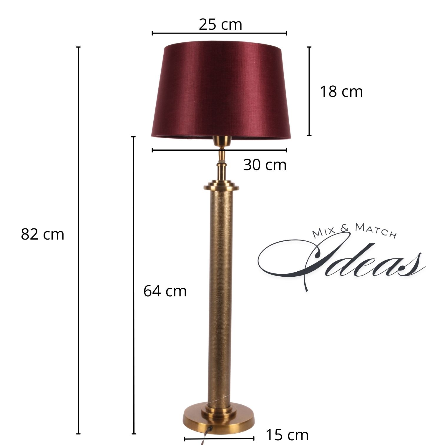 Lampshade 30 cm - Round - Red - Fabric